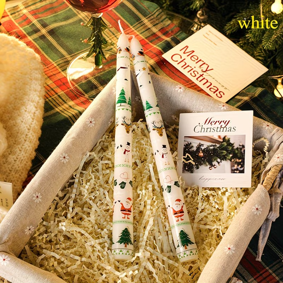 PM 2-Pack White Holiday Scented Candles with Snowman & Tree Design, Ideal for Christmas Dinner, Party, and Festive Home Decoration