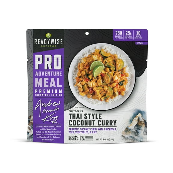 Readywise Outdoor Pro Adventure Meal Thai Style Coconut Curry, Freeze-Dried, 2 Svgs/Pouch