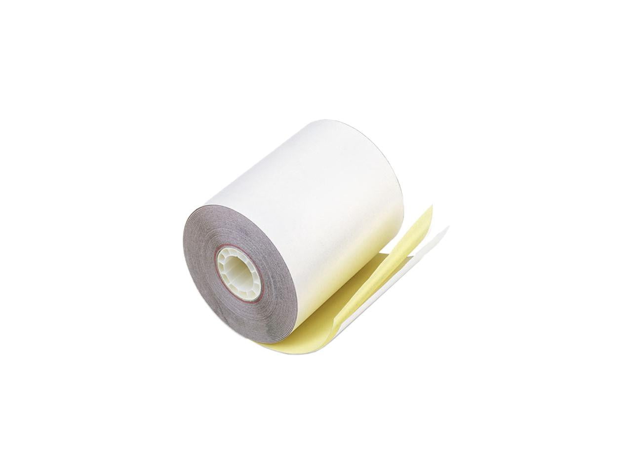 PM Company 07685 Paper Rolls, Teller Window/Financial, 3-1/4" x 80 ft, White/Canary, 60/Carton