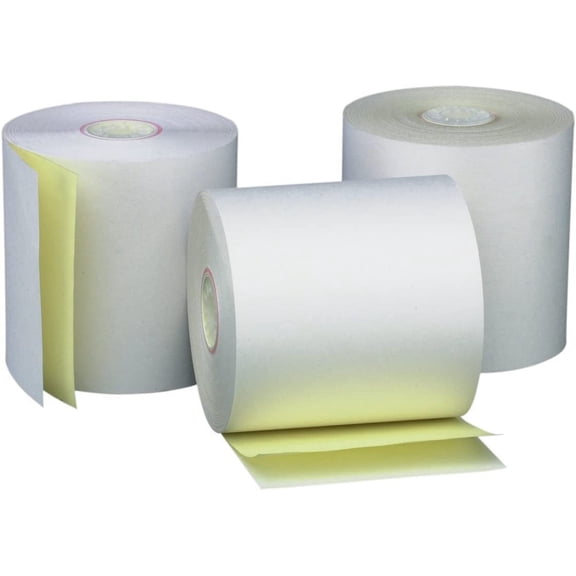 PM Company 2 Ply POS/Cash Register Rolls, 3.25 Inches X 90 Feet, White/Canary, 50 per Carton (07705)