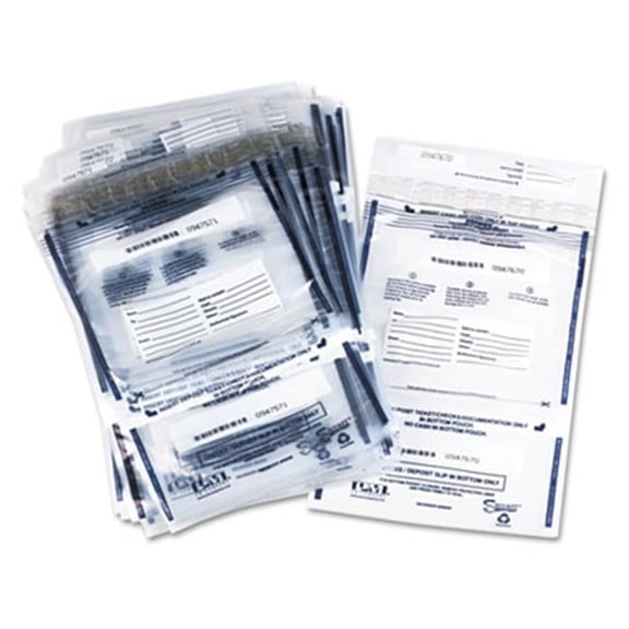 PM Company Clear Dual Deposit Bags- Tamper Evident- Plastic- 11 x 15- 100 Bags/Pack
