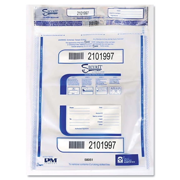 PM Company SecurIT Triple Protection Tamper-Evident Deposit Bags, 20 x 24, Clear, 50/Pack -PMC58051