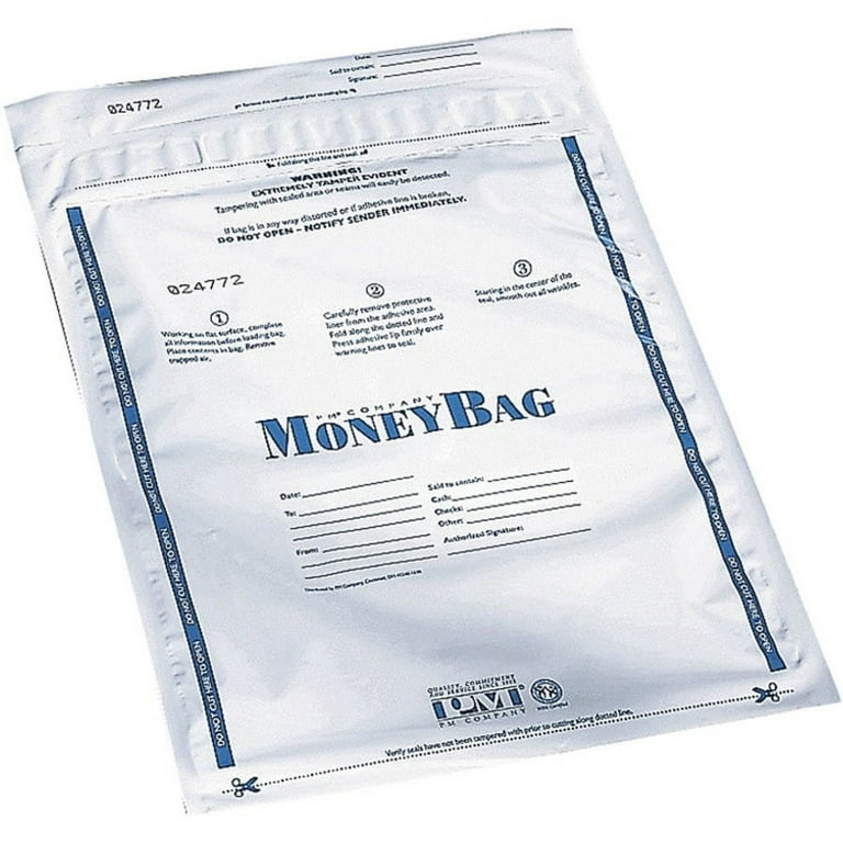 Tamper-Evident Deposit Bag, Plastic, 9 x 12, Clear, 100/Pack