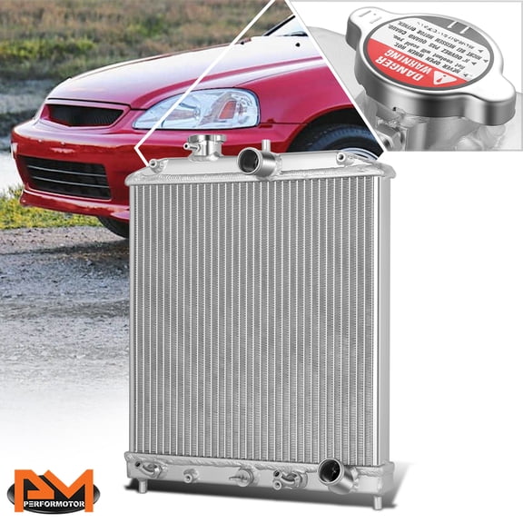 PM PERFORMOTOR 2-Row Aluminum Racing Radiator for 92-00 Honda Civic/94-01 Acura Integra MT/AT