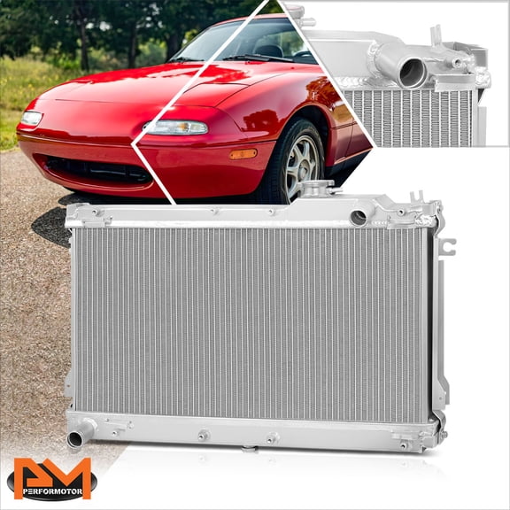 PM PERFORMOTOR 2-Row Full Aluminum Core Racing Radiator for 90-97 Mazda Miata MX-5 MX5 Manual