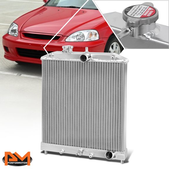 PM PERFORMOTOR 2-Row Full Aluminum Racing Radiator for Civic Eh/Ej/Em/Del Sol Eg/Integra Db Dc
