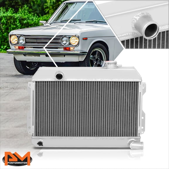 PM PERFORMOTOR 3-Row Full Aluminum Core Racing Radiator for 68-73 Datsun 510 SRL311/SR/521 L4