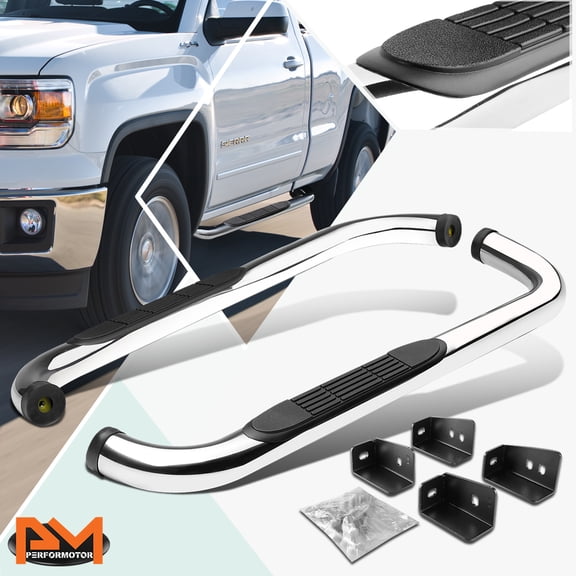 PM PERFORMOTOR for 00-19 Silverado/Sierra Regular Cab 3"Side Step Nerf Bar Running Board Chrome