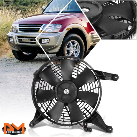 PM PERFORMOTOR for 01-03 Mit Montero OE Style Lightweight A/C Condenser Cooling Fan Assembly