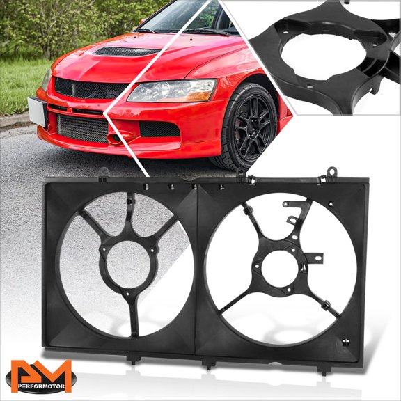 PM PERFORMOTOR for 02-07 Mit Lancer NA Factory Style Lightweight Radiator Cooling Fan Shroud