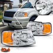 PM PERFORMOTOR for 03-06 Ford Expedition Chrome Housing Headlight Amber Side Corner Lamps Pair