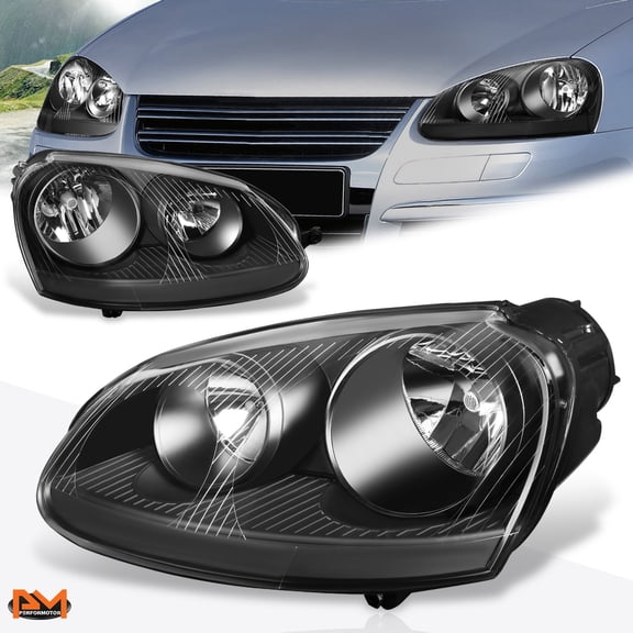 PM PERFORMOTOR for 05-10 Volkswagen Jetta MK5 Black Housing Clear Corner Headlight Replacement