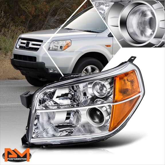 PM PERFORMOTOR for 06-08 Honda Pilot Factory Style Driver Side Projector Headlight Lamp Chrome
