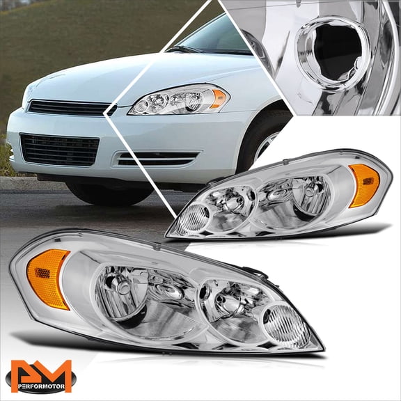 PM PERFORMOTOR for 06-16 Chevy Impala Limited Monte Carlo Factory Style Headlights Chrome/Amber