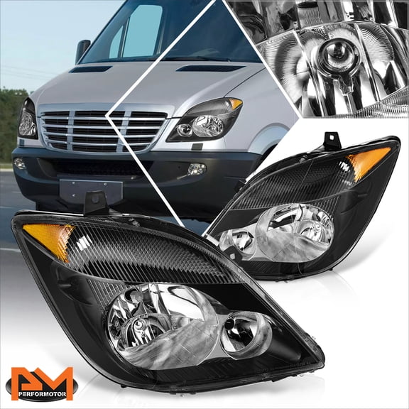 PM PERFORMOTOR for 07-13 Dodge/Mercedes/Freightliner Sprinter OE Style Black/Amber Headlights