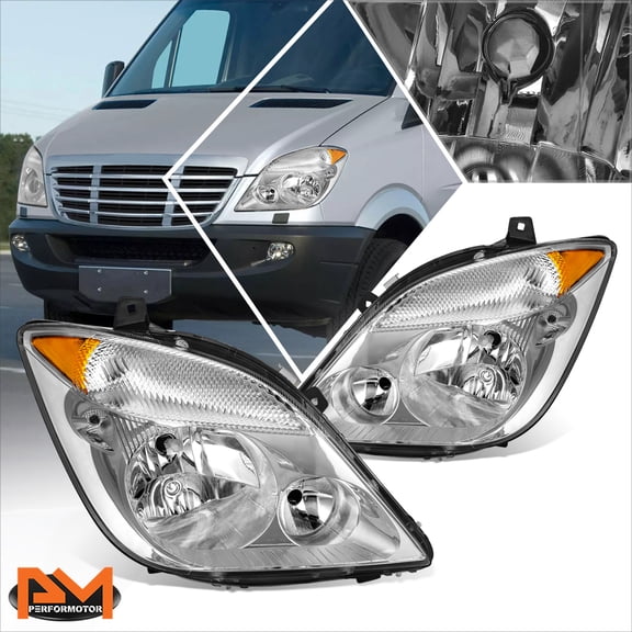 PM PERFORMOTOR for 07-13 Dodge/Mercedes/Freightliner Sprinter OE Style Chrome/Amber Headlights