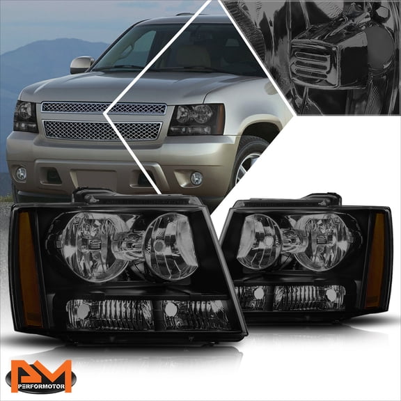 PM PERFORMOTOR for 07-14 Chevy Suburban/Avalanche Headlight/Lamps Tinted Housing Amber Corner