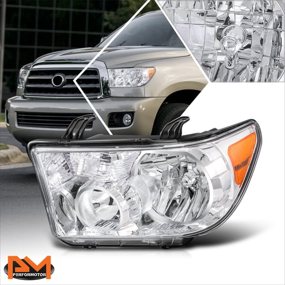 PM PERFORMOTOR for 07-17 Toyota Sequoia/Tundra Factory Style Driver Side Headlight Lamp Chrome