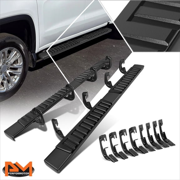 PM PERFORMOTOR for 07-19 Silverado/Sierra Crew Cab 6" Side Step Nerf Bar Running Board Black