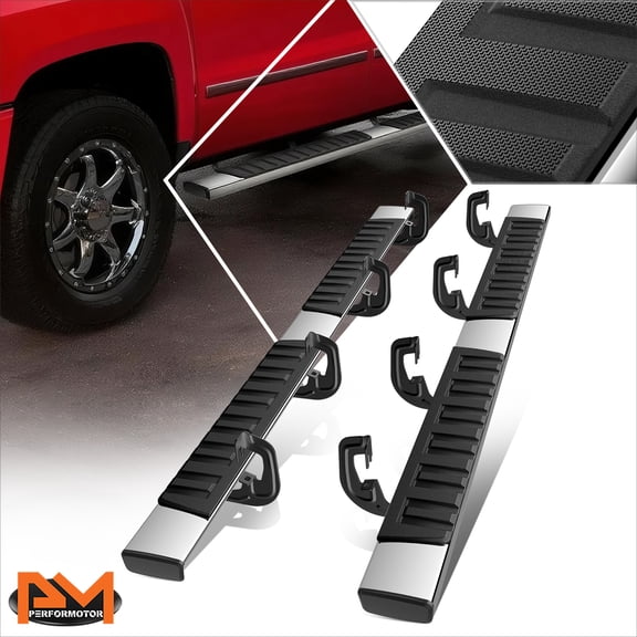 PM PERFORMOTOR for 07-19 Silverado/Sierra Crew Cab 6" Side Step Nerf Bar Running Board Chrome