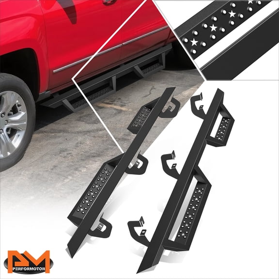 PM PERFORMOTOR for 07-19 Silverado/Sierra Ext Cab Side Nerf Bar Running Board w/5" Cleat Step