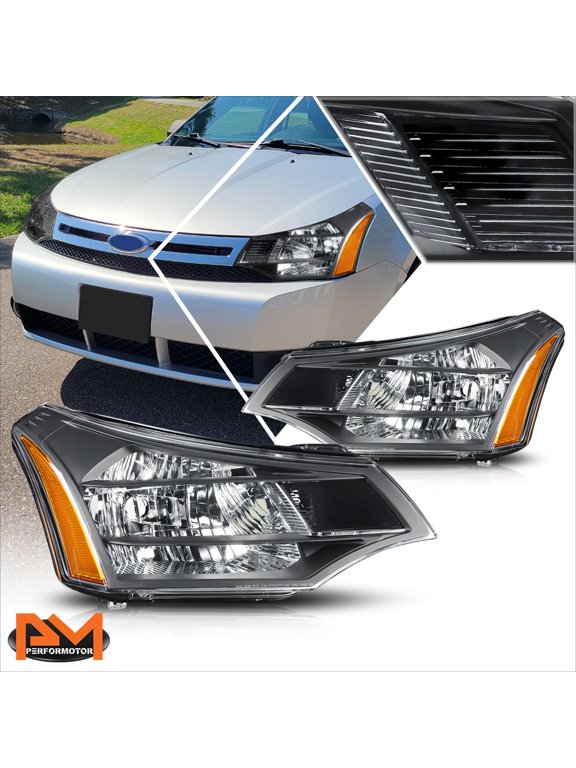 for 08-11 Ford Focus Sedan/Coupe OE Style Headlights Black Housing Amber Corner