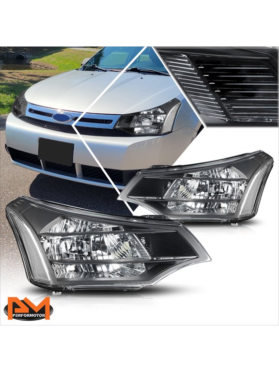 for 08-11 Ford Focus Sedan/Coupe OE Style Headlights Black Housing Clear Corner