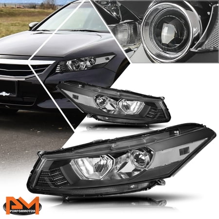 PM PERFORMOTOR for 08-12 Honda Accord Coupe Projector Headlight/Lamp Black Housing Clear Side
