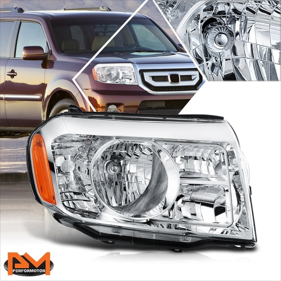 PM PERFORMOTOR for 09-11 Honda Pilot Factory Style Passenger Side Headlight Lamp Chrome/Amber
