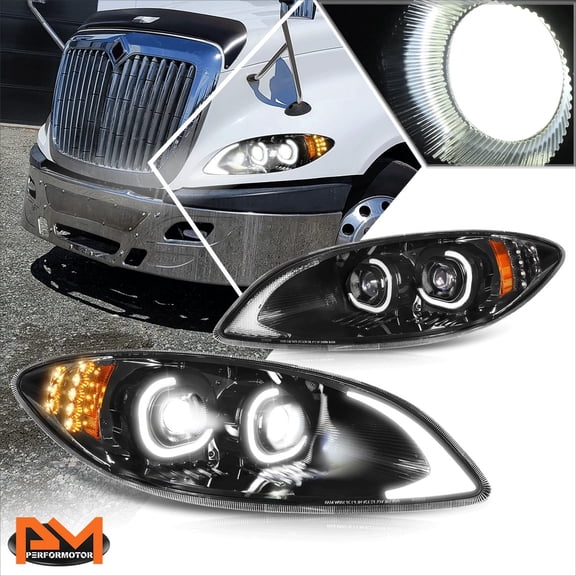 PM PERFORMOTOR for 09-18 International Harvester ProStar C-Shape LED DRL Projector Headlights