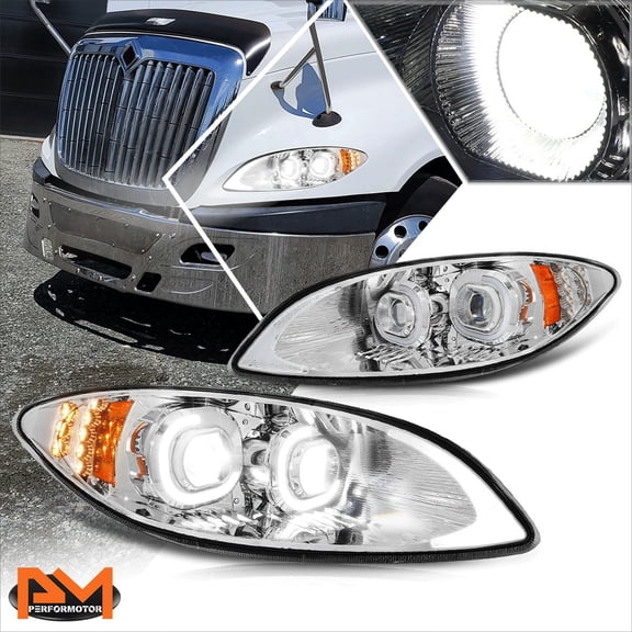 PM PERFORMOTOR for 09-18 International Harvester ProStar LED DRL Halo Dual Projector Headlights