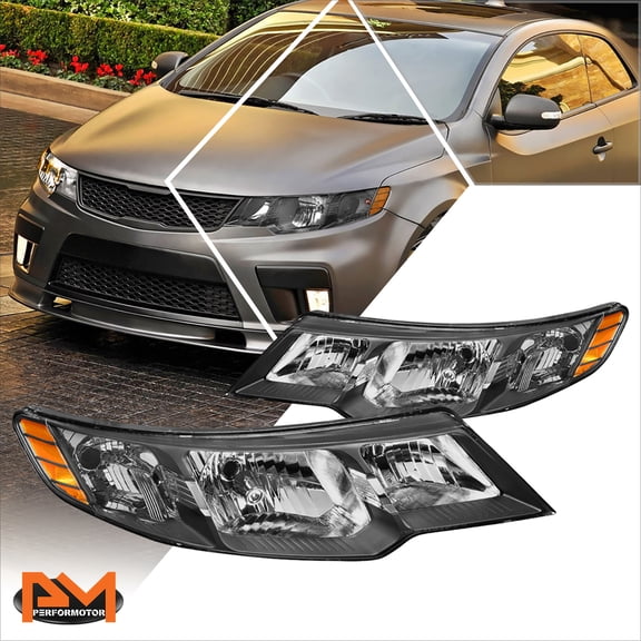 PM PERFORMOTOR for 10-13 Kia Forte Koup Direct Replacement Headlight/Lamps Amber Corner Black