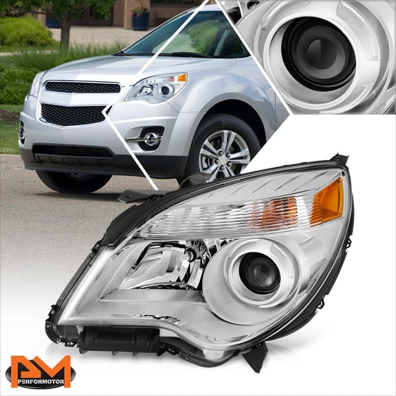 PM PERFORMOTOR for 10-15 Chevy Equinox LTZ OE Style Left Side Projector Chrome/Amber Headlight