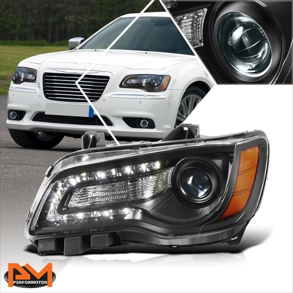 PM PERFORMOTOR for 11-14 Chrysler 300 Left Side LED DRL Projector Headlight Lamp Black Housing