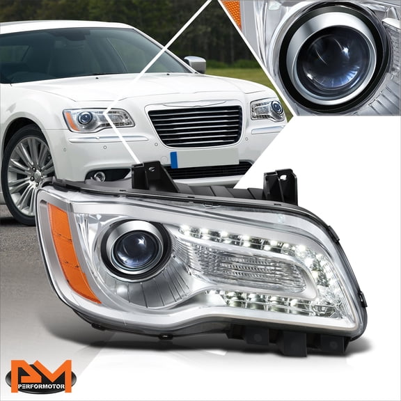 PM PERFORMOTOR for 11-14 Chrysler 300 Passenger Side LED DRL Projector Headlight Chrome Housing