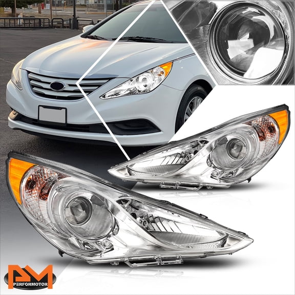 PM PERFORMOTOR for 11-14 Hyundai Sonata Projector Headlight OE Replacement Amber Corner Chrome