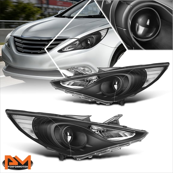 PM PERFORMOTOR for 11-14 Hyundai Sonata Projector Headlight OE Replacement Clear Corner Black
