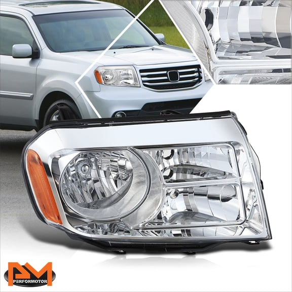 PM PERFORMOTOR for 12-15 Honda Pilot Factory Style Passenger Side Headlight Lamp Chrome/Amber