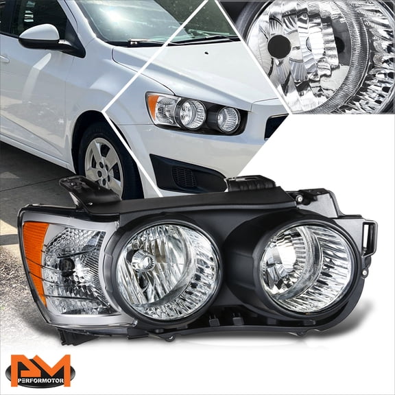 PM PERFORMOTOR for 12-16 Chevy Sonic w/Black Bezel OE Style RH Passenger Side Headlight Lamp