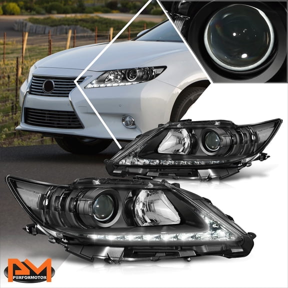 PM PERFORMOTOR for 13-15 Lexus ES300h/ES350 OE Style LED DRL Projector Headlights Black/Clear