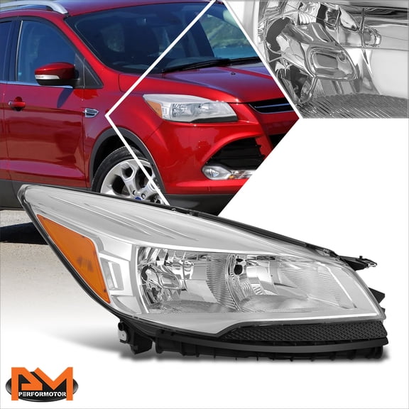 PM PERFORMOTOR for 13-16 Ford Escape Factory Style Passenger Side Chrome Amber Headlight/Lamp