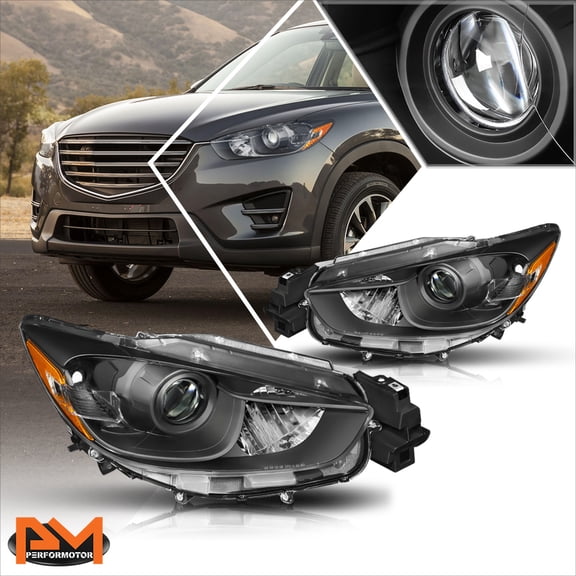 PM PERFORMOTOR for 13-16 Mazda CX-5 Projector Black Housing Headlight Amber Corner Signal Lamp