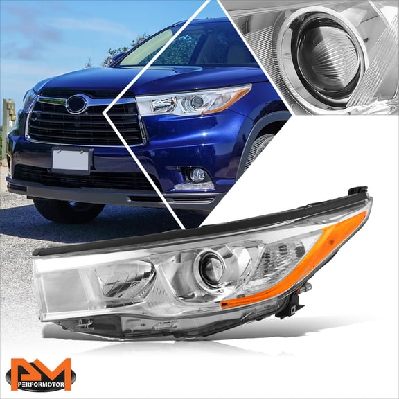 PM PERFORMOTOR for 14-16 Toyota Highlander Factory Style Driver Side Projector Headlight Chrome