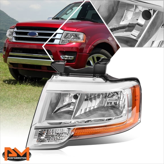 PM PERFORMOTOR for 15-17 Ford Expedition Factory Style Left Side Chrome Housing Headlight Lamp