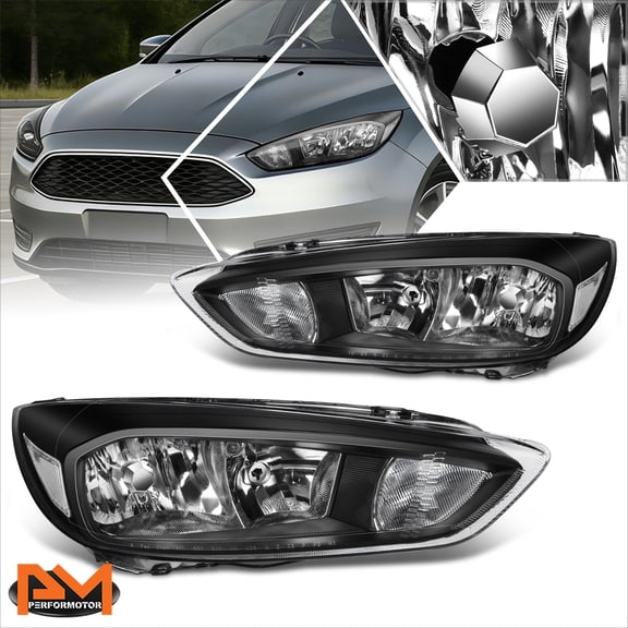 PM PERFORMOTOR for 15-18 Ford Focus Gen3 Direct Bolt-On Headlight/Lamp Black Housing Clear Side