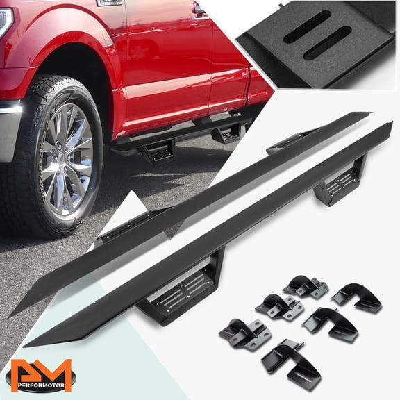 PM PERFORMOTOR for 15-20 Ford F150/Super Duty Ext Cab 3" Nerf Bar Running Board W/Down Step Pad