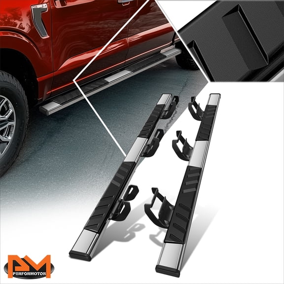 PM PERFORMOTOR for 15-21 Ford F150 Crew Cab 5" Side Step Nerf Bar Flat Running Boards Chrome