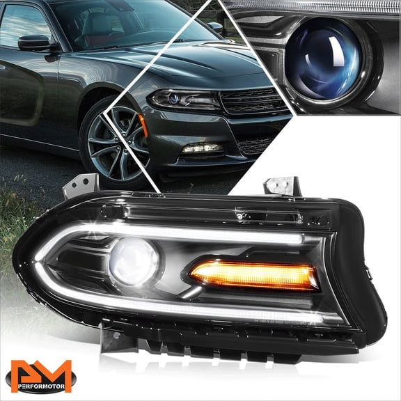 PM PERFORMOTOR for 15-22 Dodge Charger OE Style Passenger Side LED DRL HID Projector Headlight