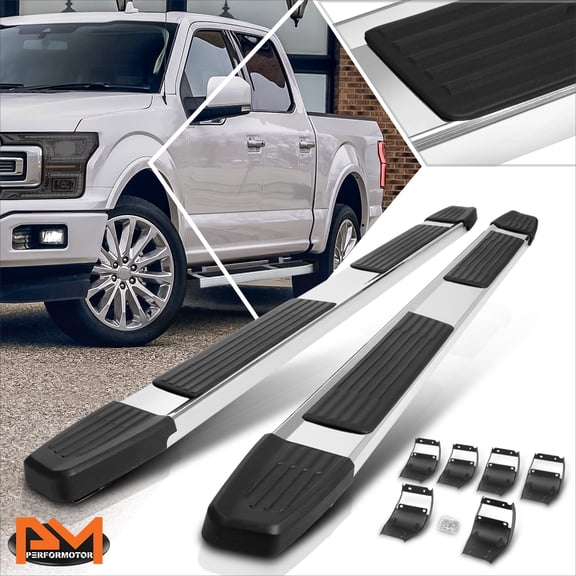 PM PERFORMOTOR for 15-24 Ford F150 Crew Cab 6" Polished Side Step Nerf Bar Flat Running Boards