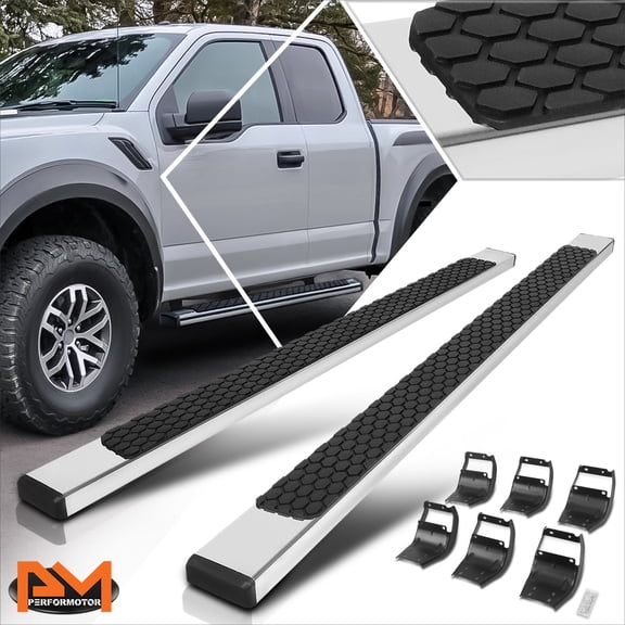 PM PERFORMOTOR for 15-24 Ford F150-F350 Super/Ext Cab 5" Honeycomb Step Pad Flat Running Boards